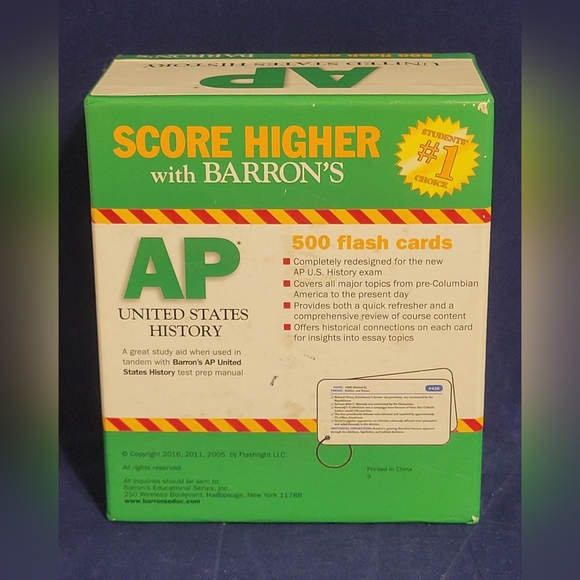 Barron's AP U.S. History 500 Flash Cards - Used, 3rd Edition - Picture 2 of 6